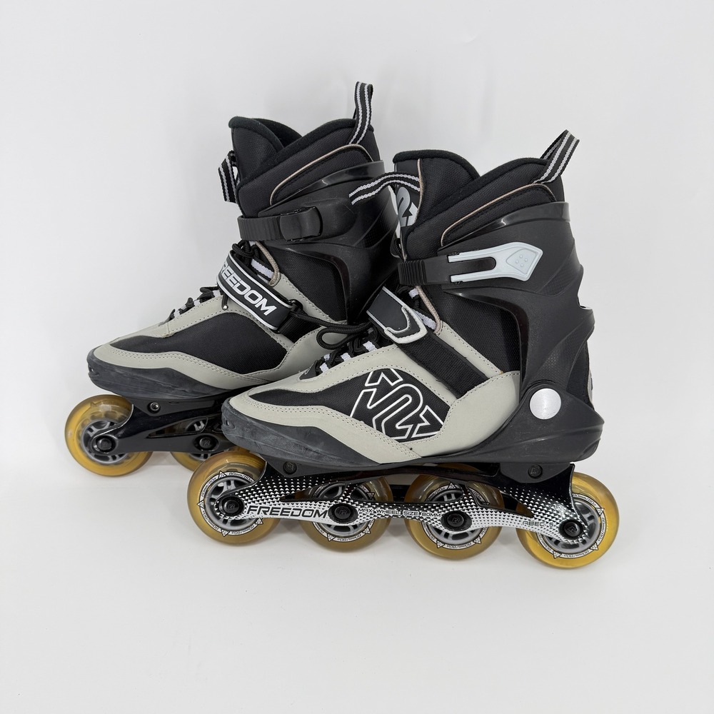 K2 Freedom CA M Inline Skates US 8.5 Black Gray 80mm ABEC 5 Heel Brake Strap